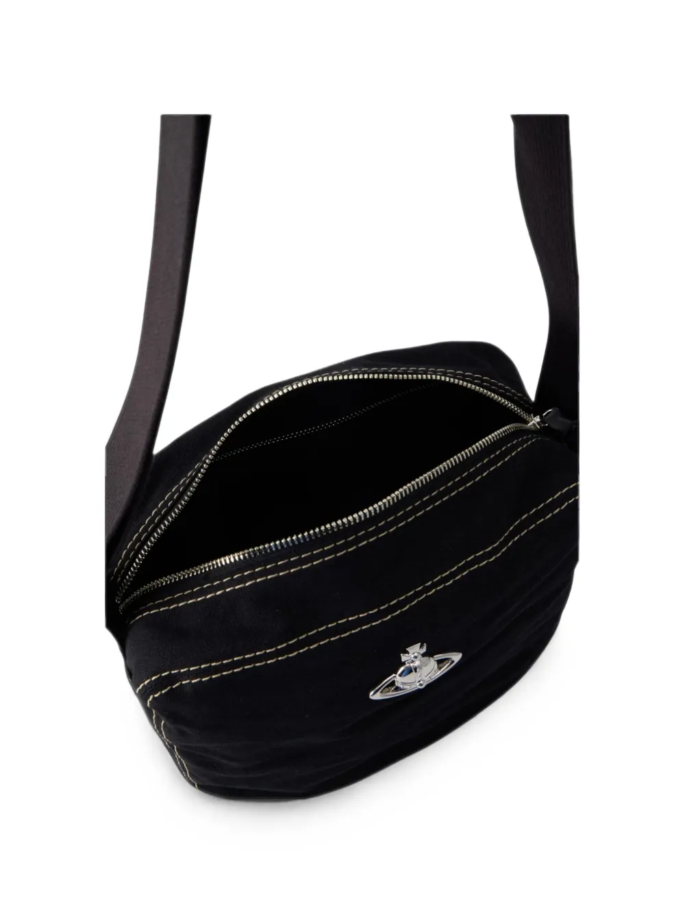 Vivienne Westwood Orb-plaque top-stitch crossbody bag Zwart
