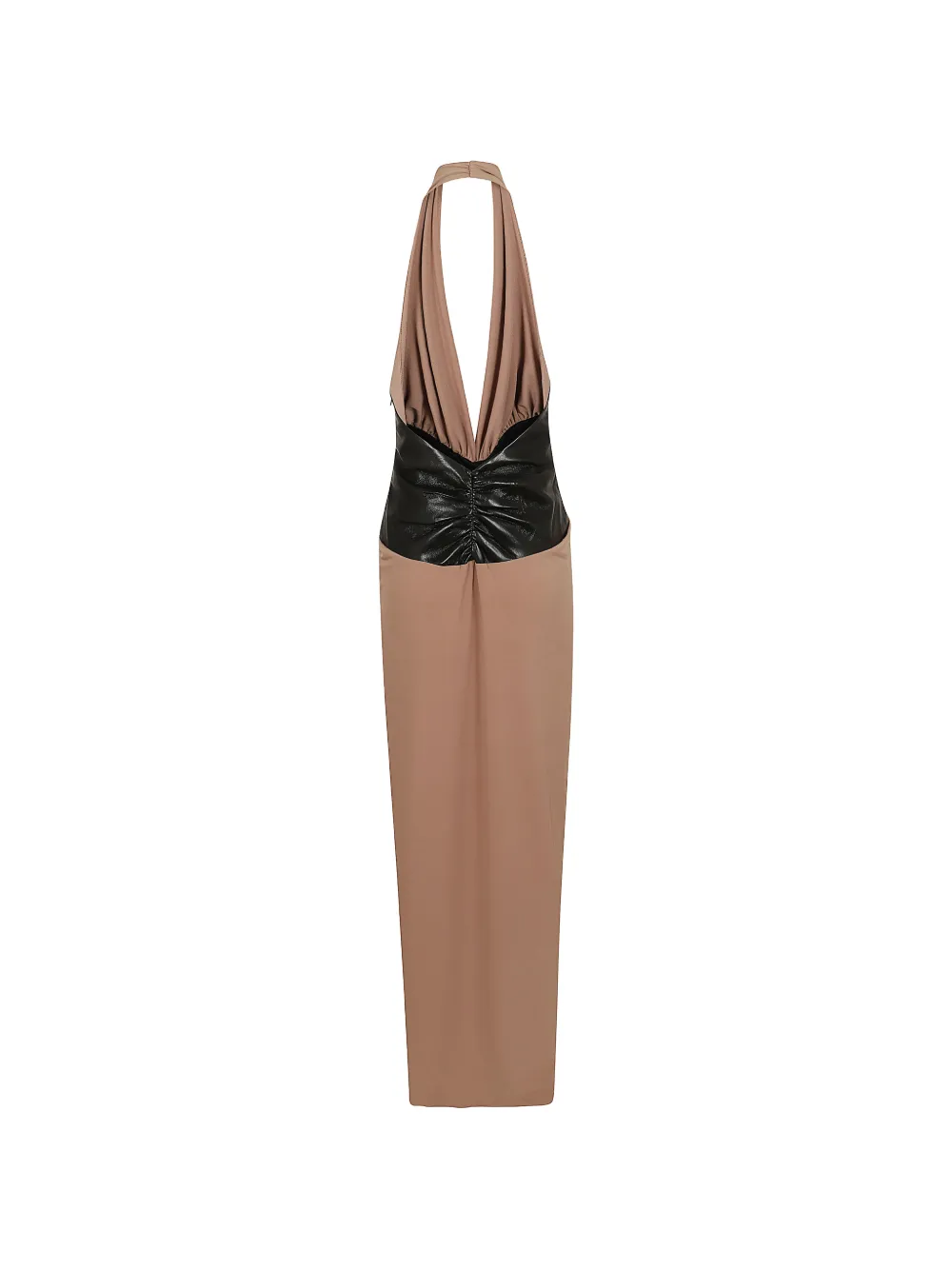 THE ANDAMANE Gedrapeerde halterjurk Beige