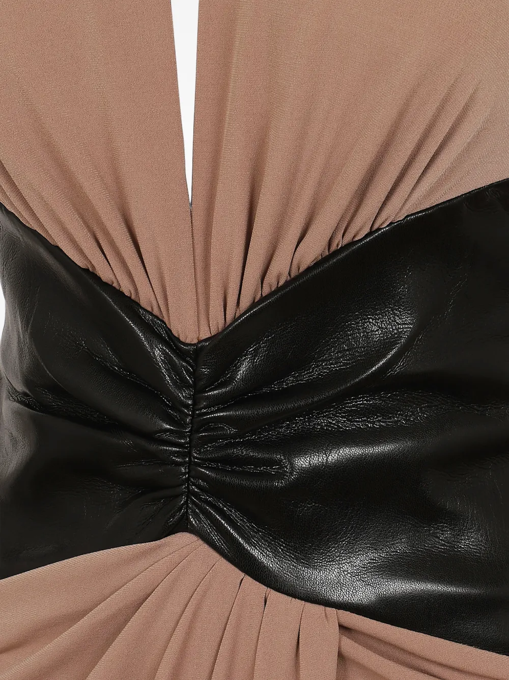 THE ANDAMANE Gedrapeerde halterjurk Beige