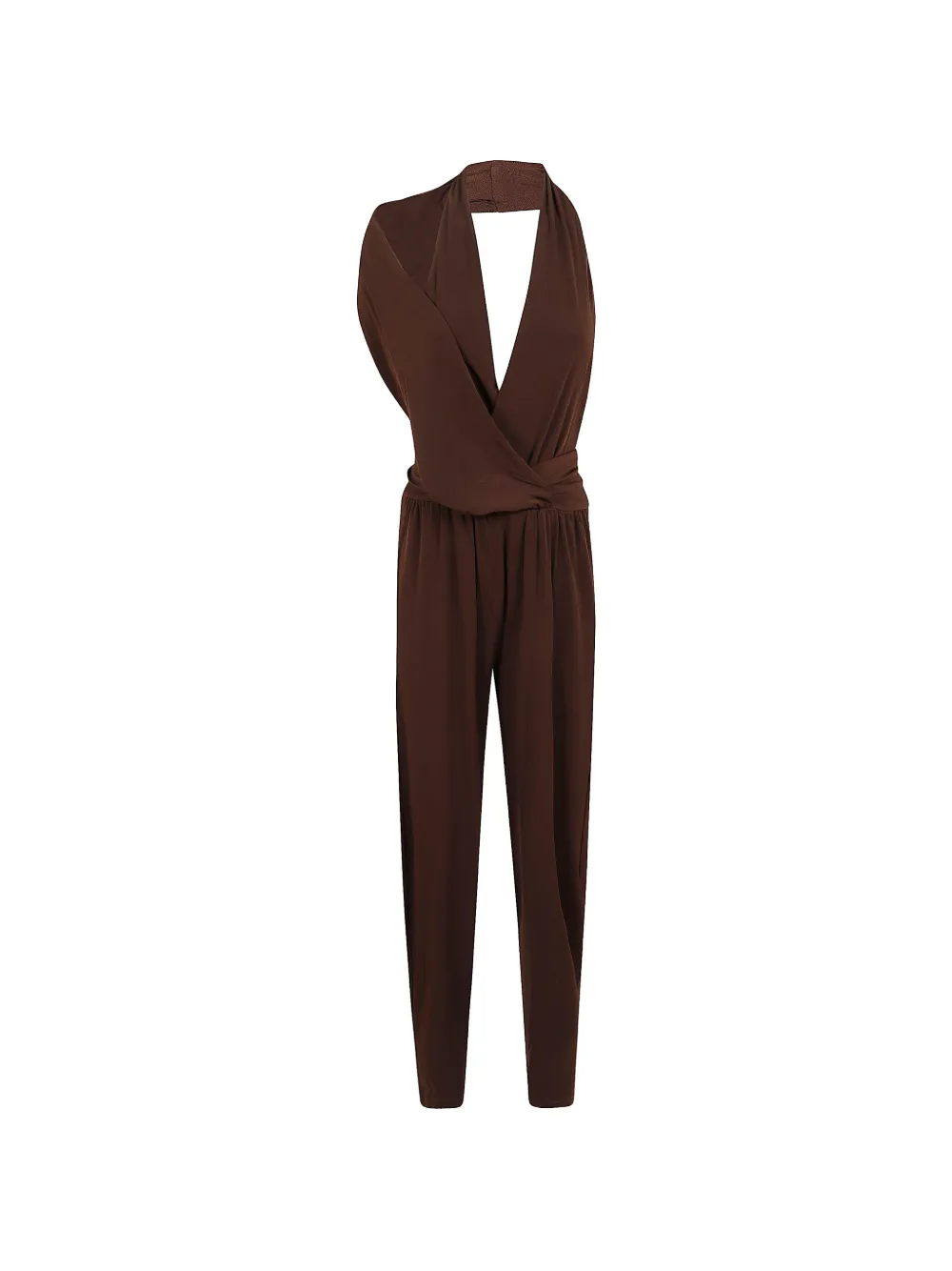 THE ANDAMANE Astra halterneck draped jumpsuit - Braun