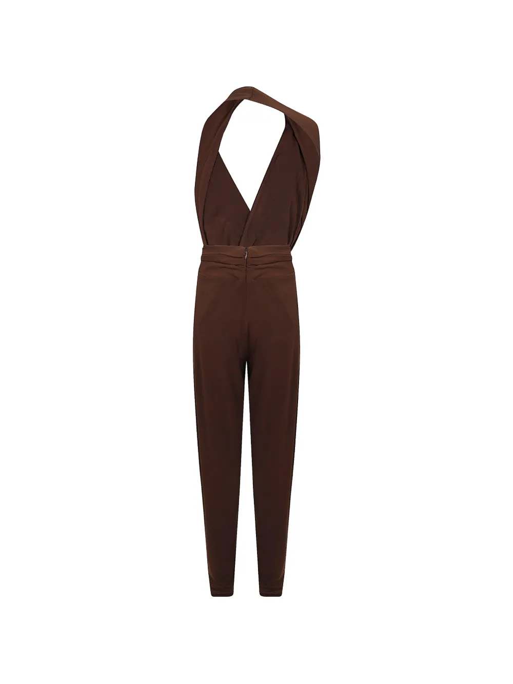 THE ANDAMANE Astra gedrapeerde jumpsuit met halternek Bruin