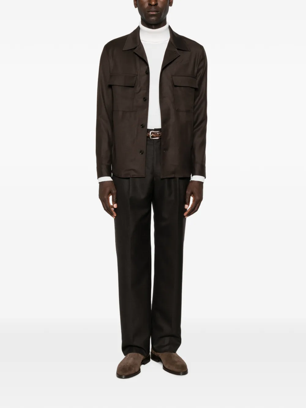 Briglia 1949 John button-up shirtjack met zakdetail Bruin