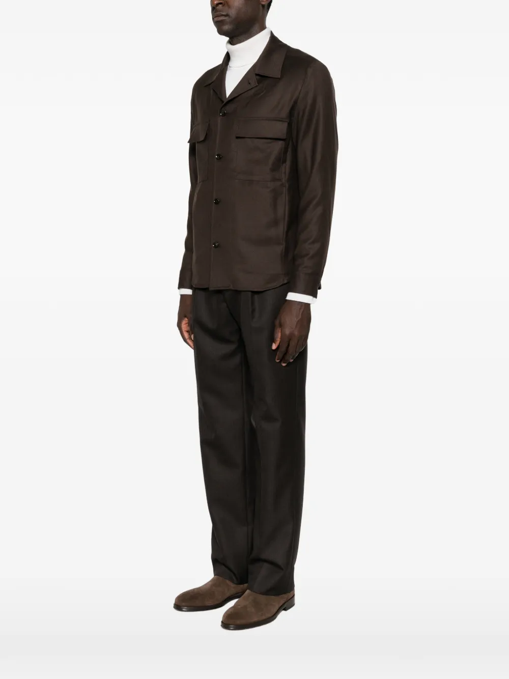 Briglia 1949 John button-up shirtjack met zakdetail Bruin