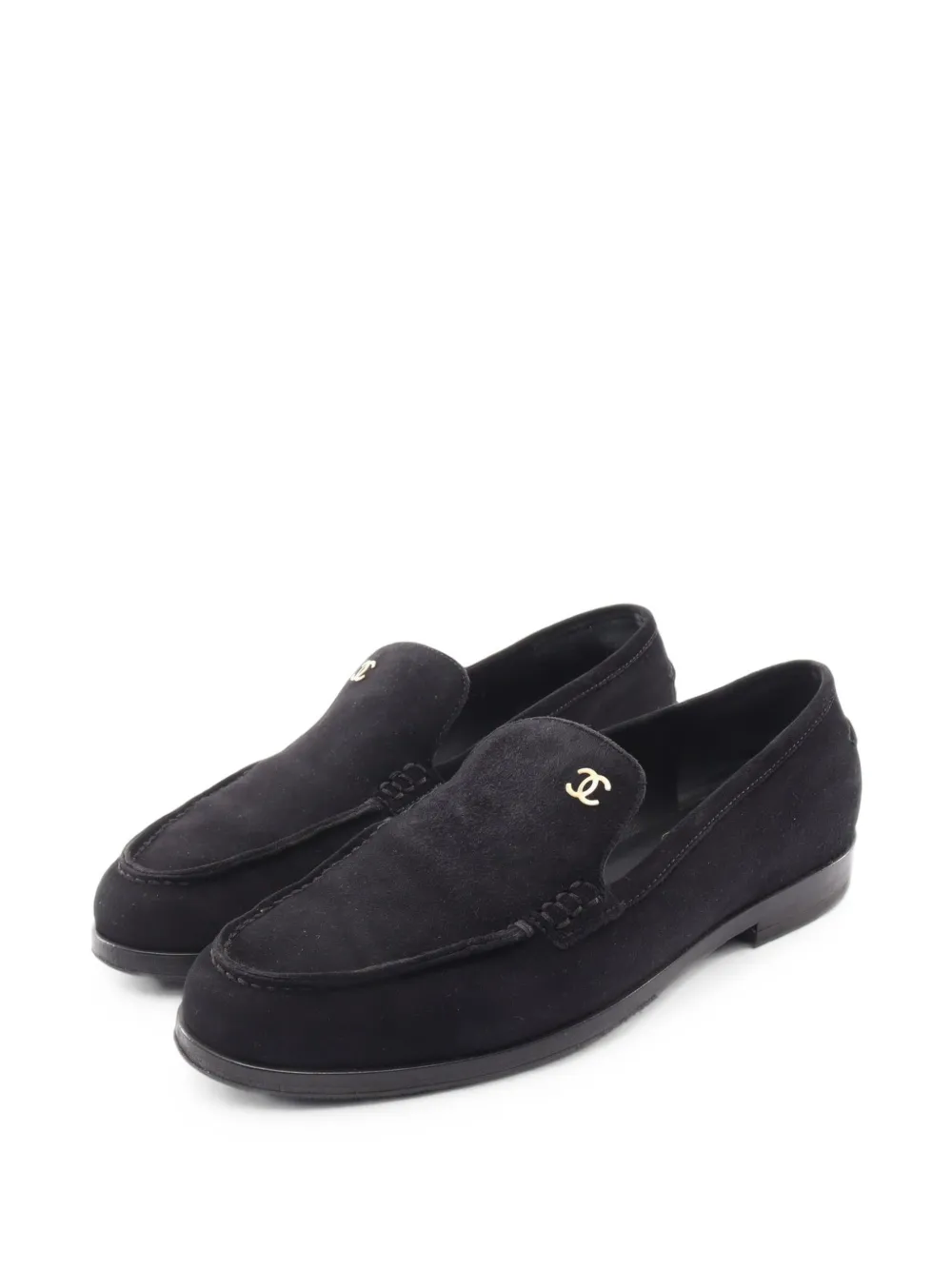 CHANEL Pre-Owned 1986-1988 logo-plaque loafers - Schwarz