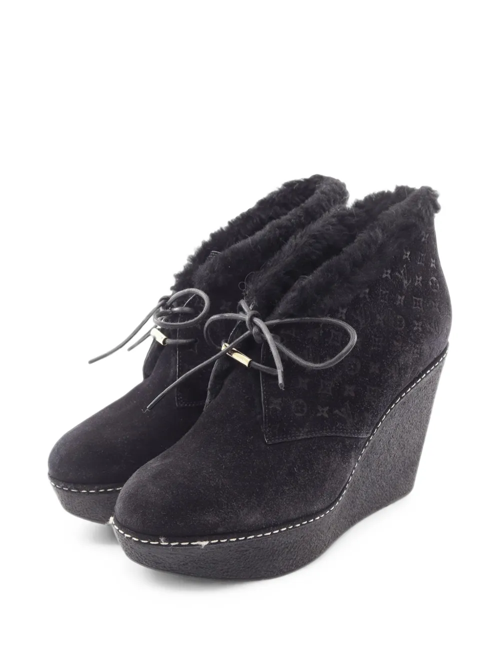 Louis Vuitton Pre-Owned 2016 Monogram wedge boots - Nero