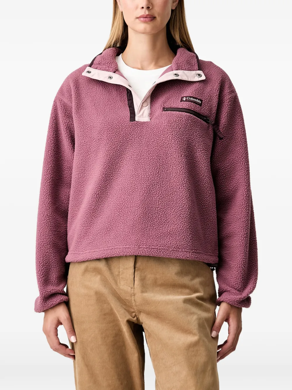 Columbia Sportswear fleece logo-patch sweater - Rosa