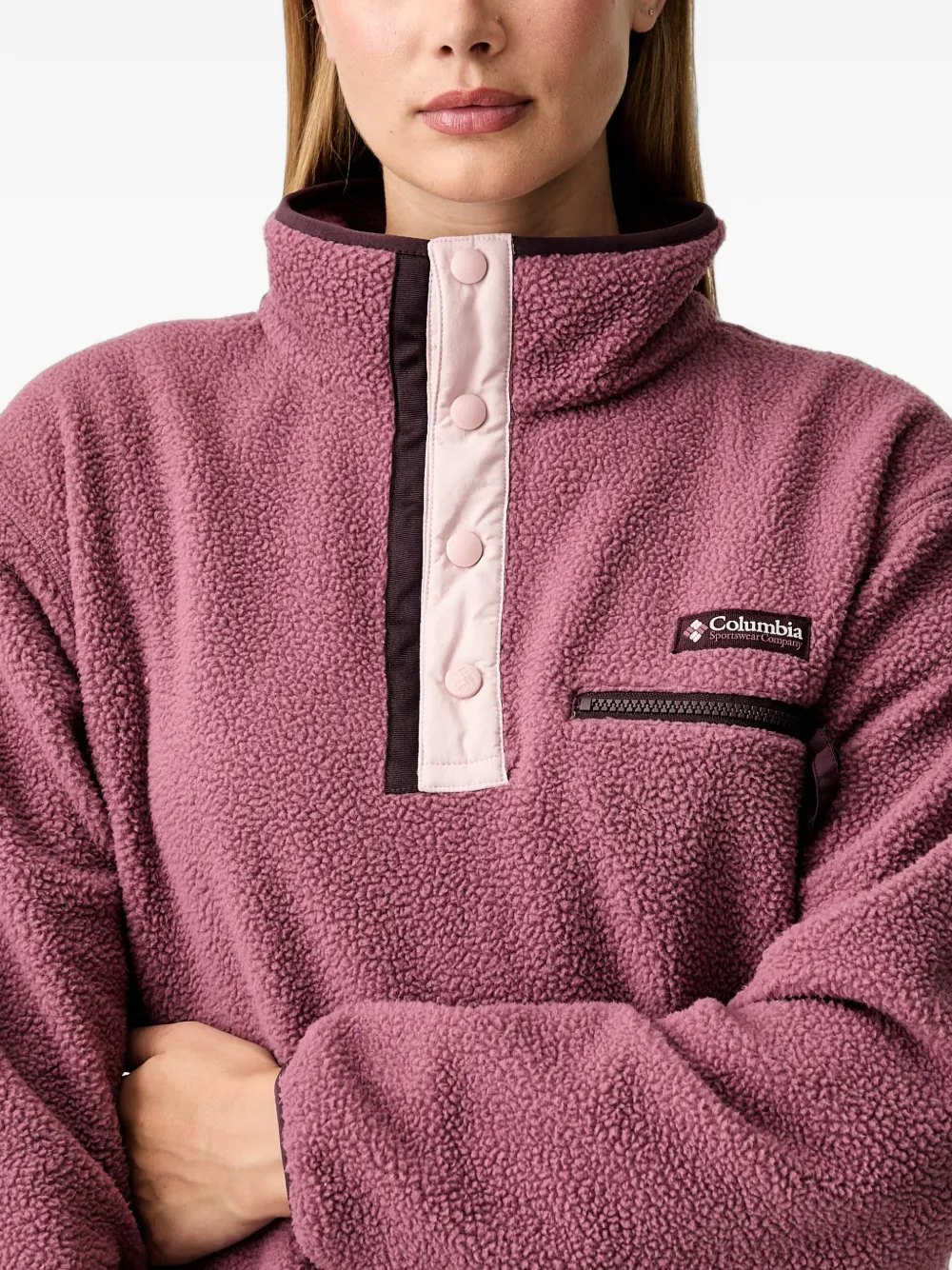Columbia Sportswear fleece logo-patch sweater Roze
