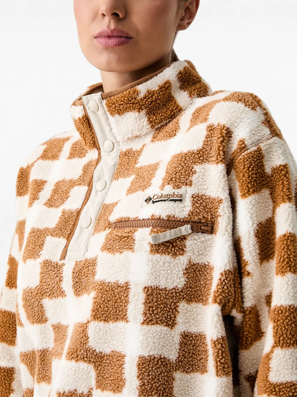 Columbia Helvetia geruite fleece trui Bruin
