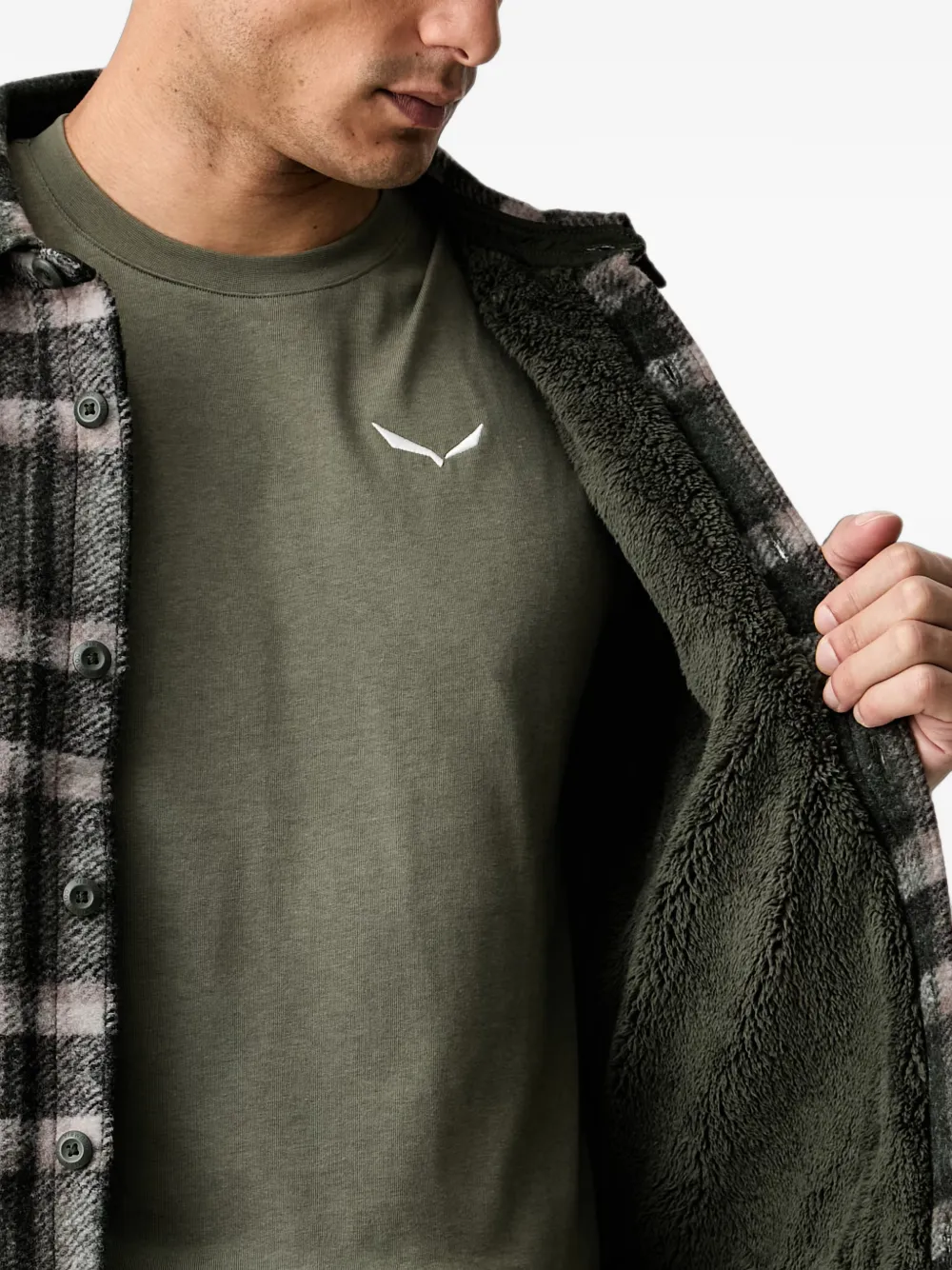 Columbia Check-pattern Patch-pocket Jacket In Green