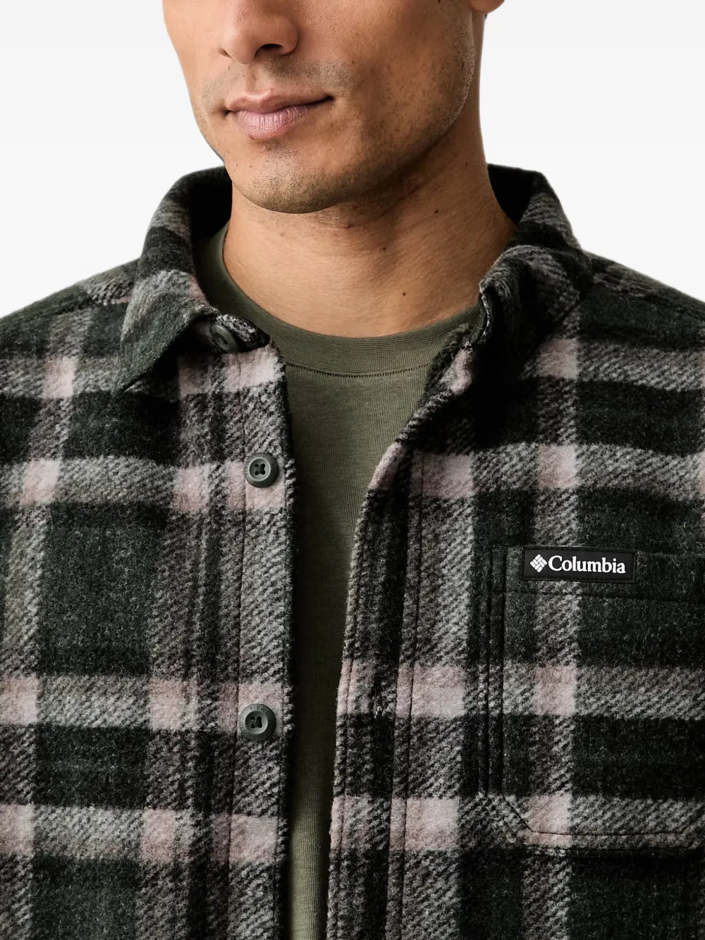 Columbia Check-pattern Patch-pocket Jacket In Green