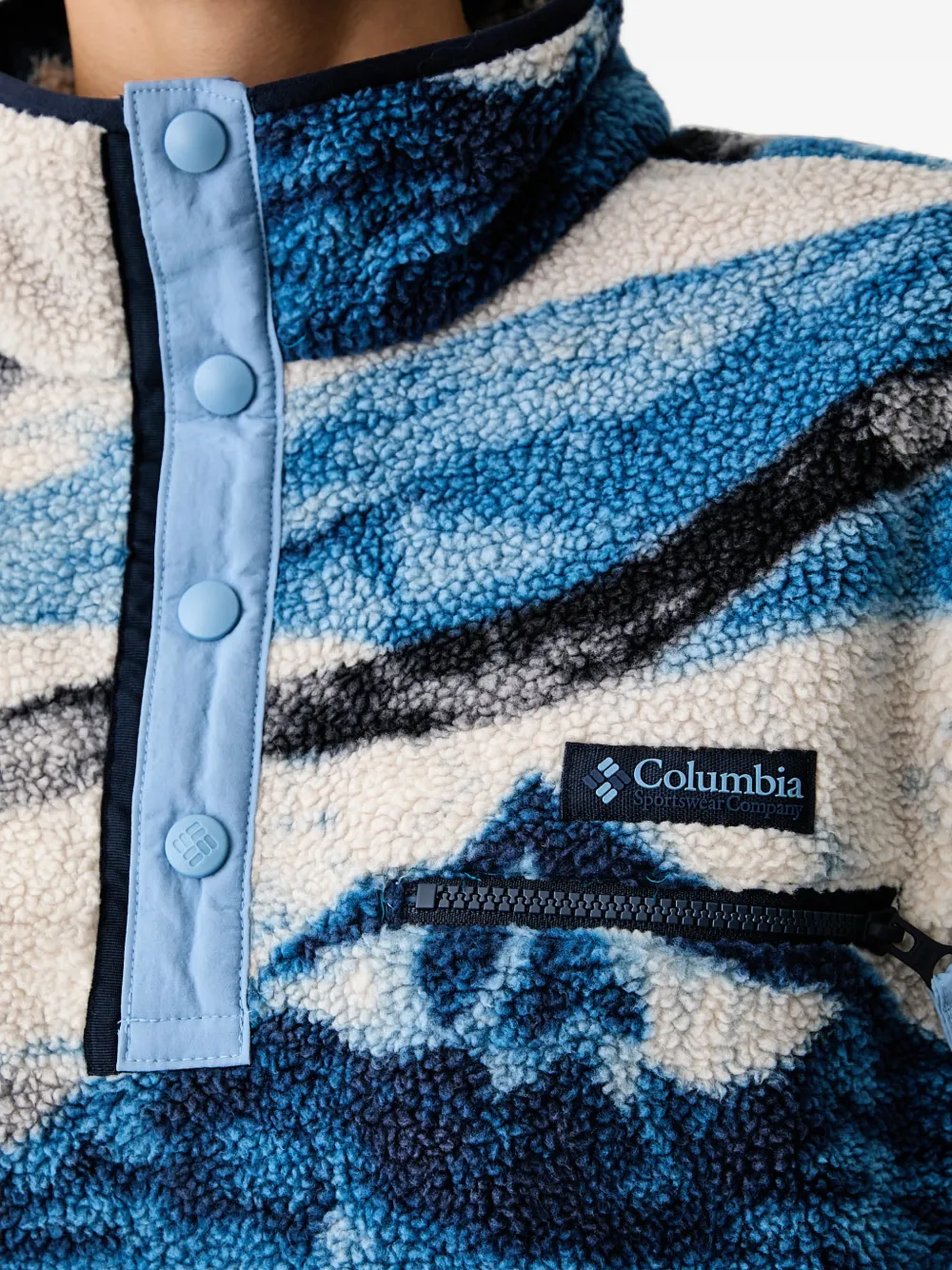 Columbia Fleece sweater met berg-print Blauw