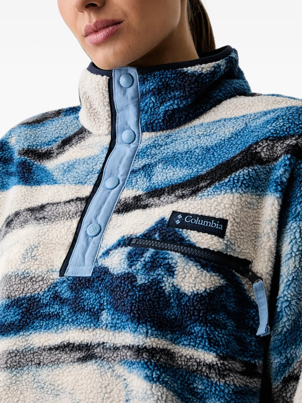 Columbia Fleece sweater met berg-print Blauw