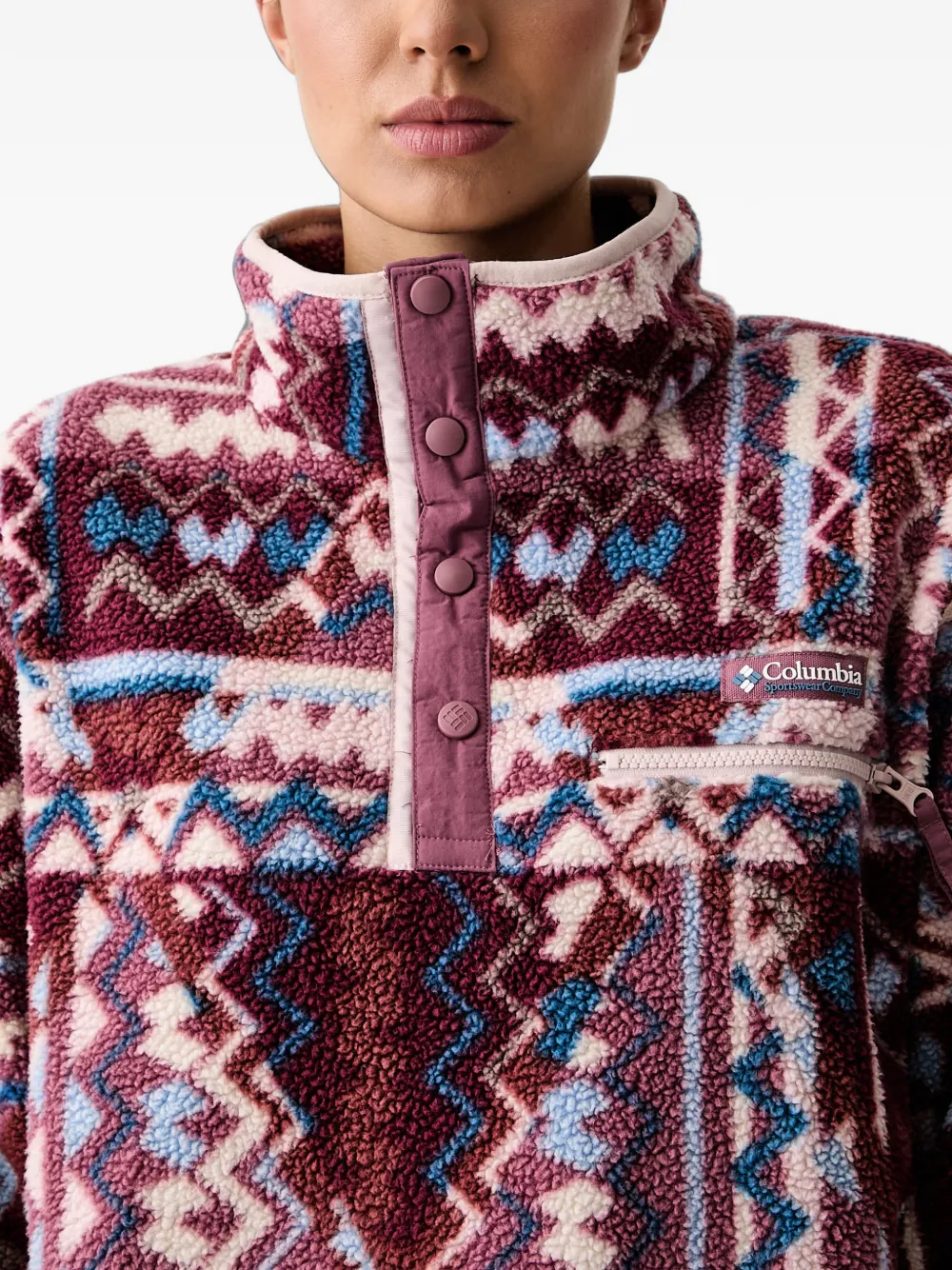 Columbia Helvetia geometric-print fleece sweater Roze