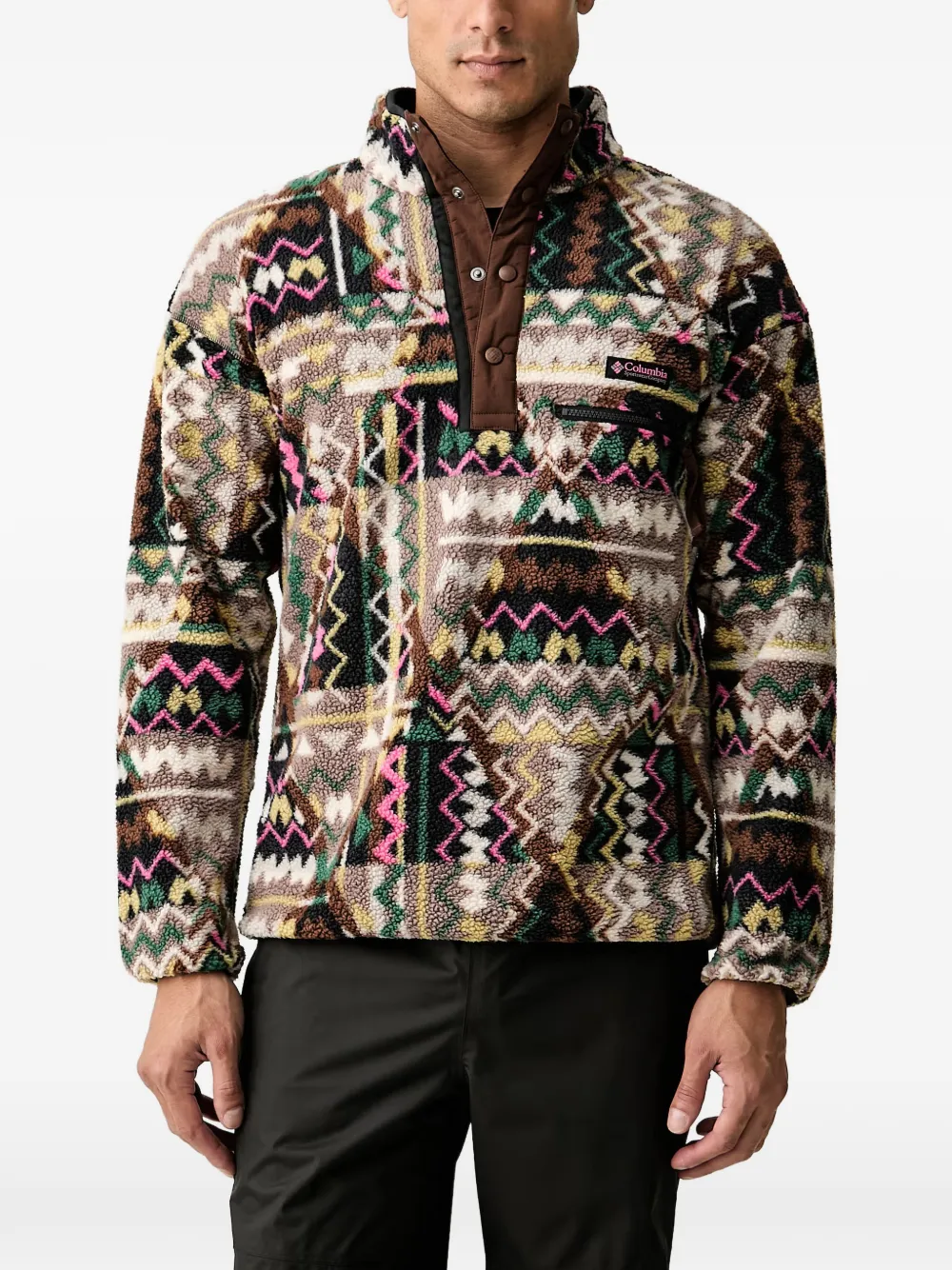 Columbia Sportswear Helvetia II geometric-print fleece sweater Zwart