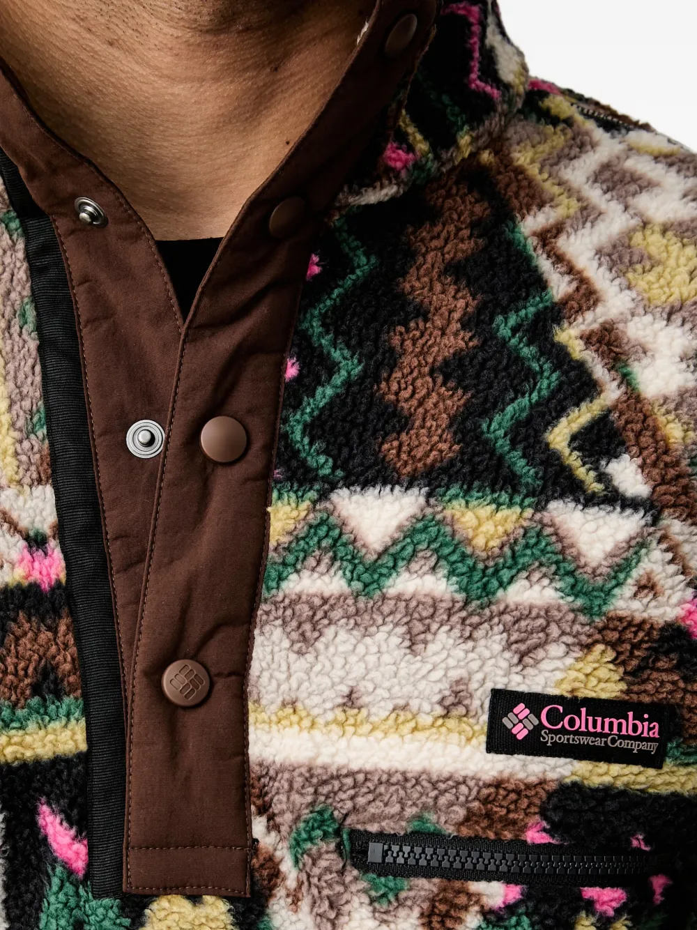 Columbia Sportswear Helvetia II geometric-print fleece sweater Zwart