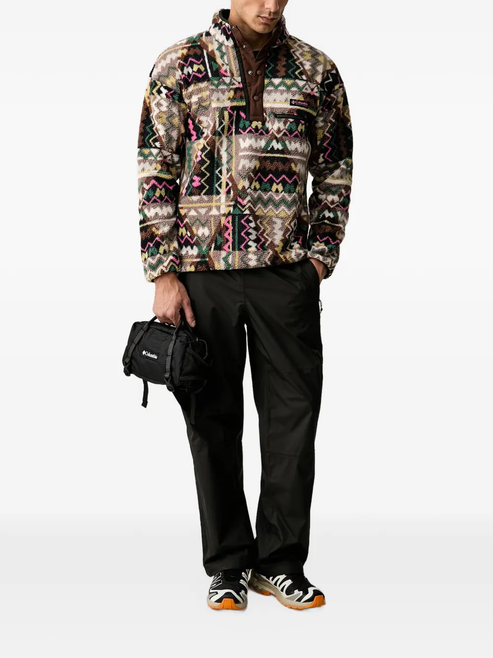 Columbia Sportswear Helvetia II geometric-print fleece sweater Zwart