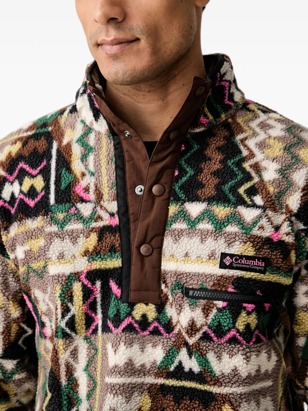 Columbia Sportswear Helvetia II geometric-print fleece sweater Zwart