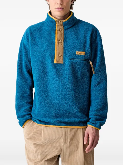 Columbia fleece-texture logo-patch sweater