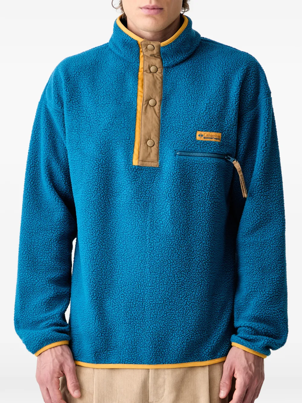 Columbia Trui met fleece-textuur en logo-patch Blauw
