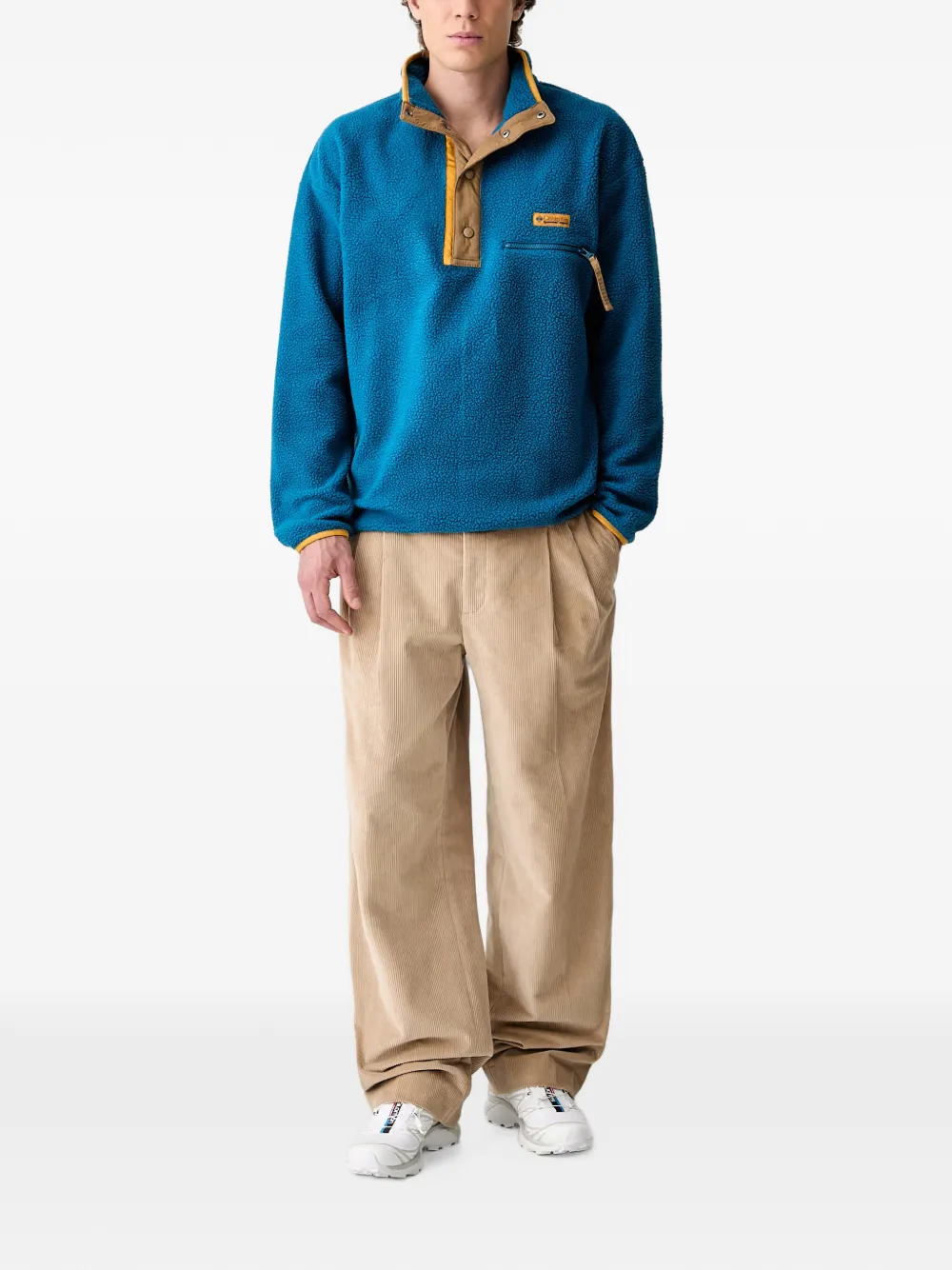 Columbia Trui met fleece-textuur en logo-patch Blauw