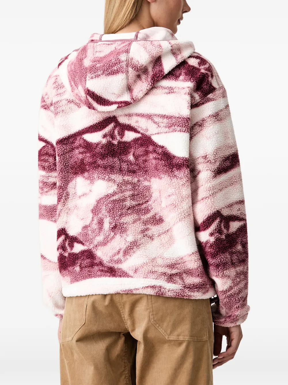 Columbia Helvetia II fleece hoodie met bergprint Wit