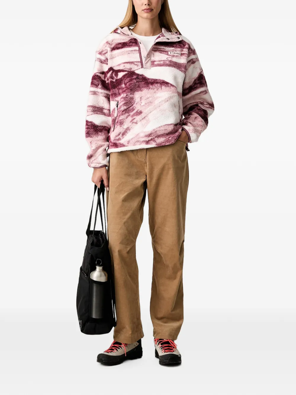 Columbia Helvetia II fleece hoodie met bergprint Wit