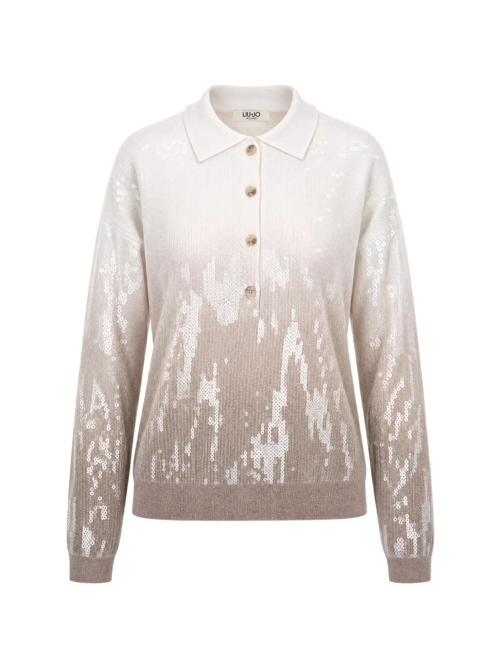 LIU JO sequin-embellished ombré polo shirt - Weiß