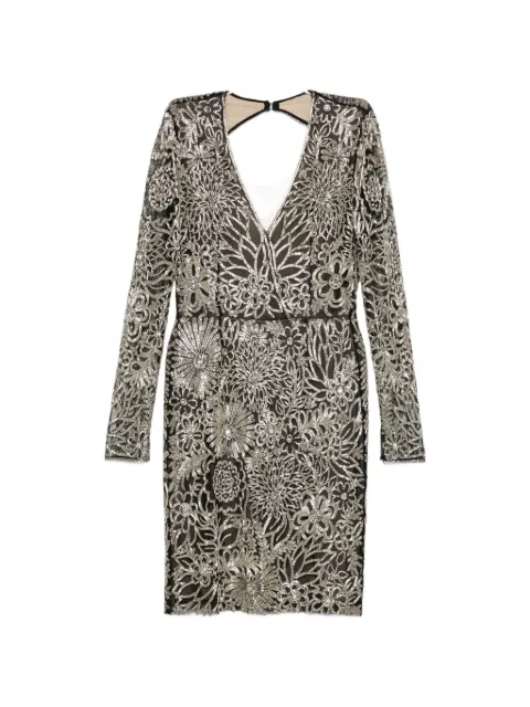 Naeem Khan floral-beaded V-neck dress