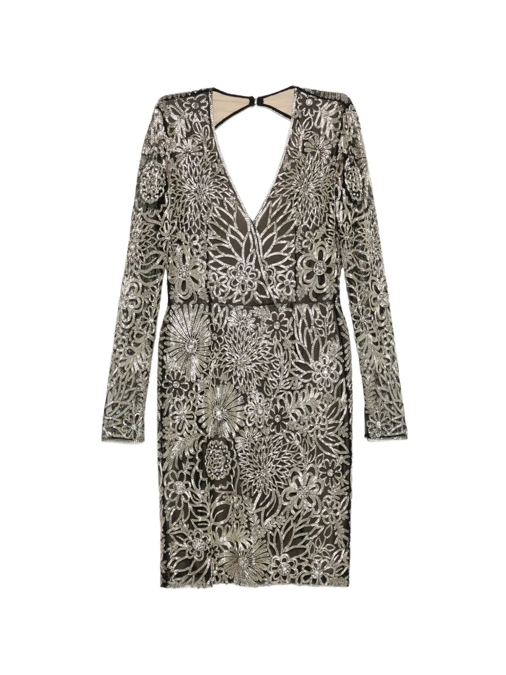 Naeem Khan floral-beaded V-neck dress