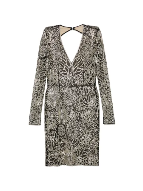 Naeem Khan floral-beaded V-neck dress
