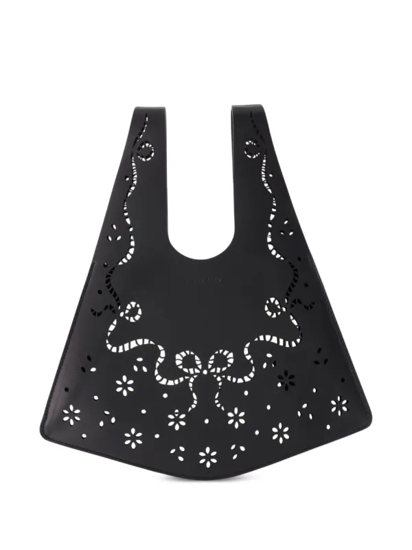 Simone Rocha Mini Lasercut Shopper Tote Bag in Black