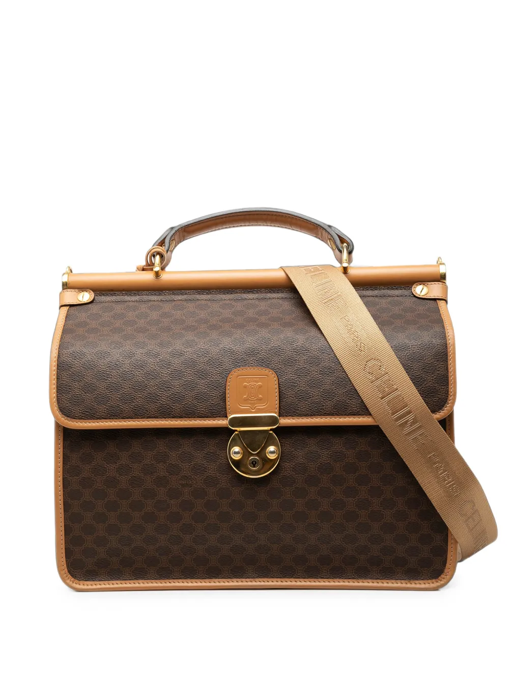 Celine Pre-Owned 2013 Macadam Coated Canvas satchel - Marrone