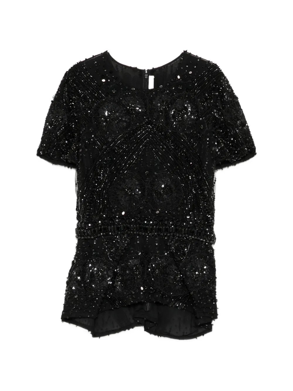 Naeem Khan bead-embellished peplum top - Nero