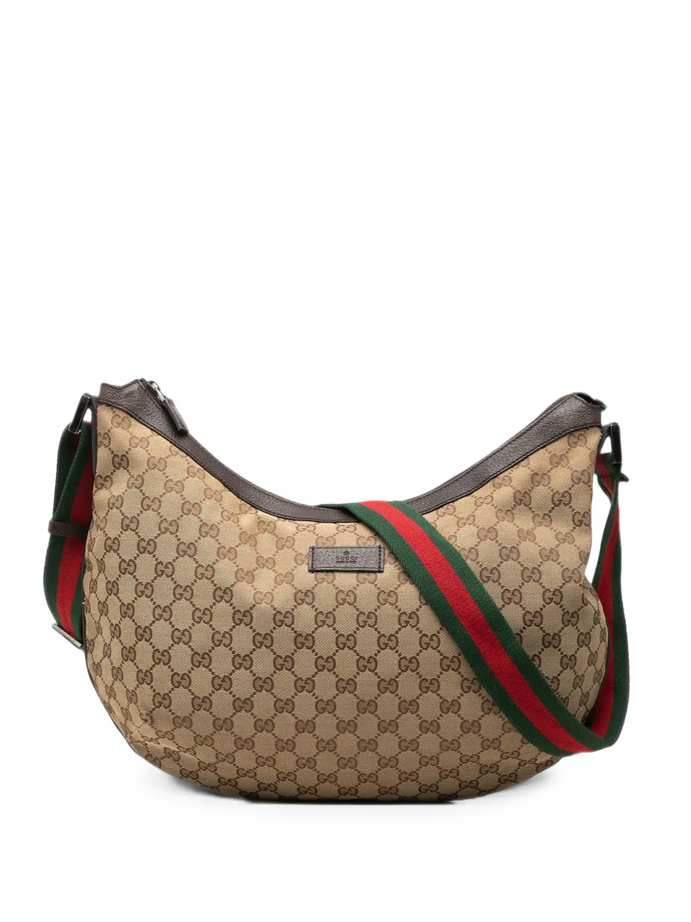 Gucci Pre-Owned 2000-2015 GG Canvas Web Half Moon crossbody bag - Nude