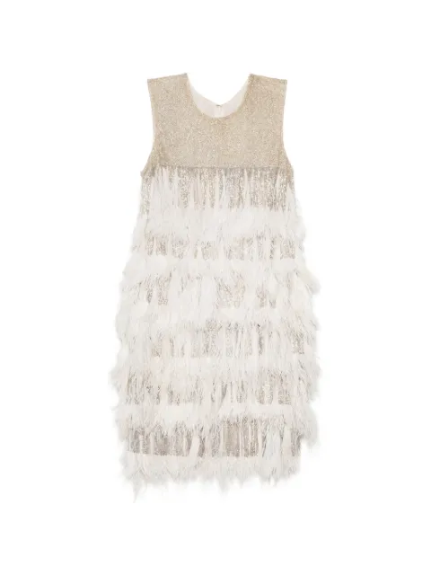 Naeem Khan feather-trim dress