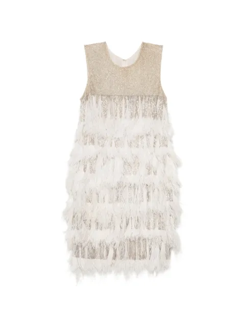 Naeem Khan feather-trim dress