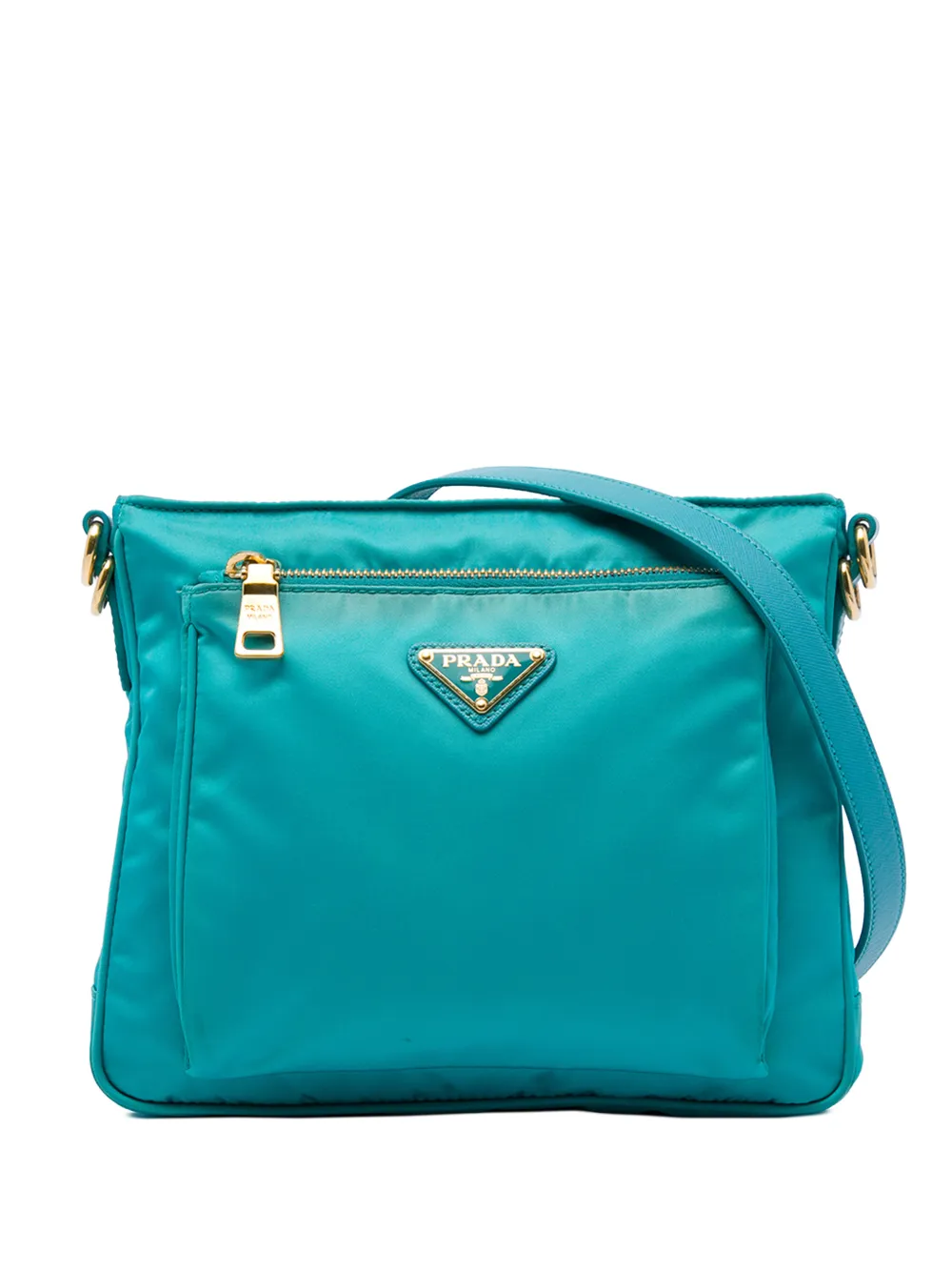Prada Pre-Owned 2013-2026 Saffiano Trimmed Tessuto Zip Top crossbody bag - Blu