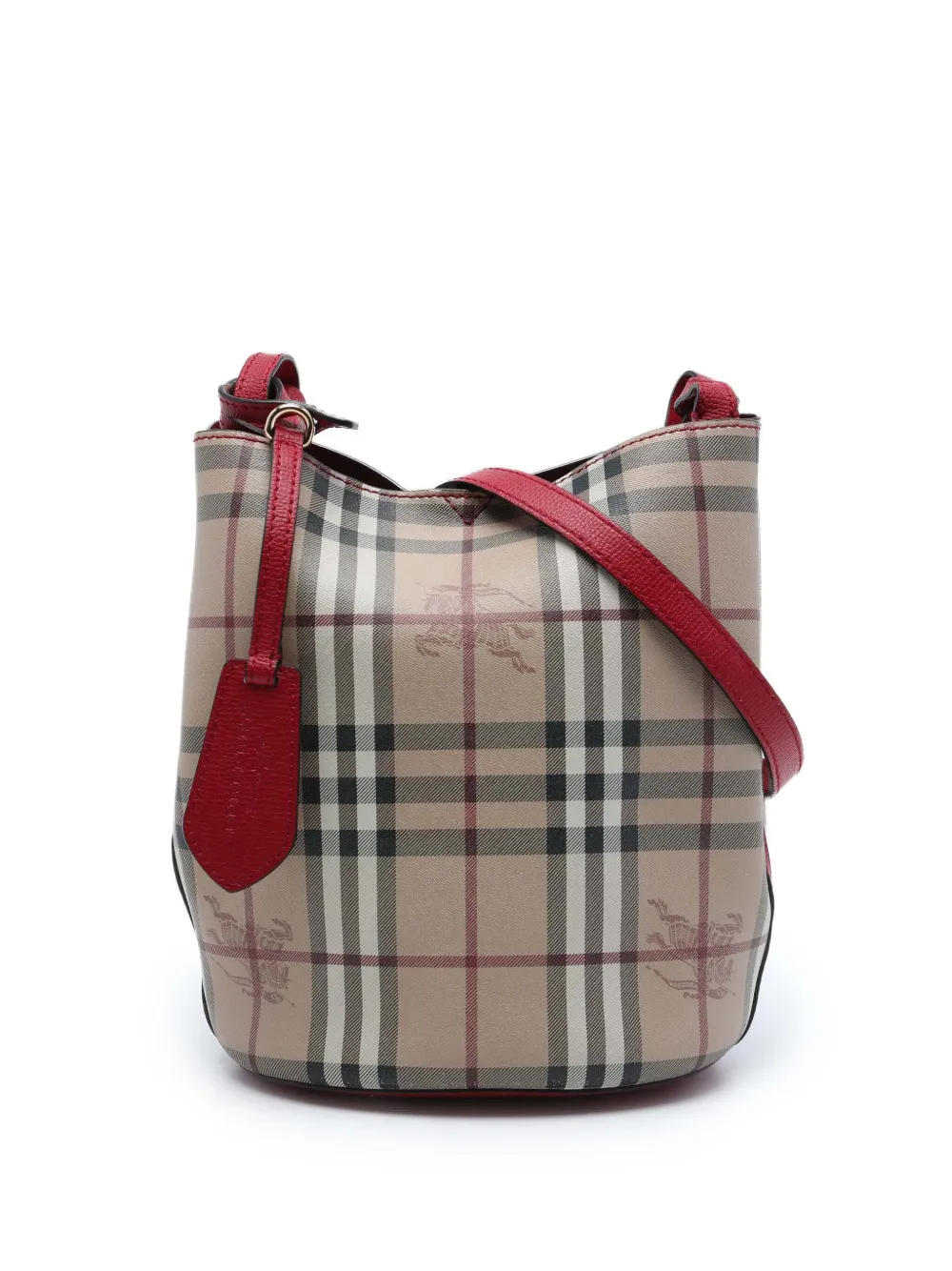 Burberry Pre-Owned 2000-2017 Haymarket Check Coated Canvas Lorne bucket bag - Rosso