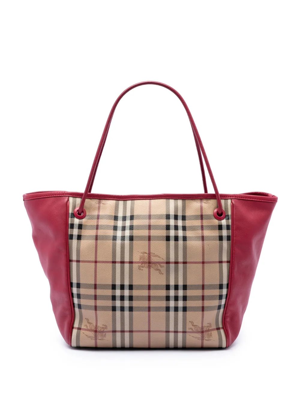 Burberry Pre-Owned Borsa tote con motivo Haymarket Check piccola in tela cerata Canterbury e pelle di vitello 2000-2017 - Rosso