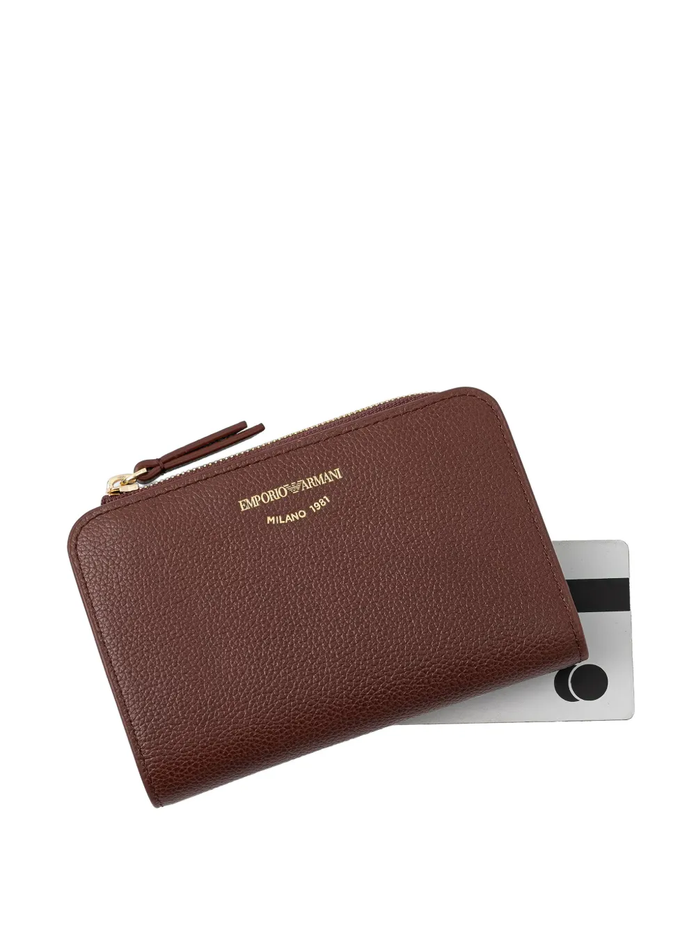 Emporio Armani Leren portemonnee met textuur en ritssluiting Rood