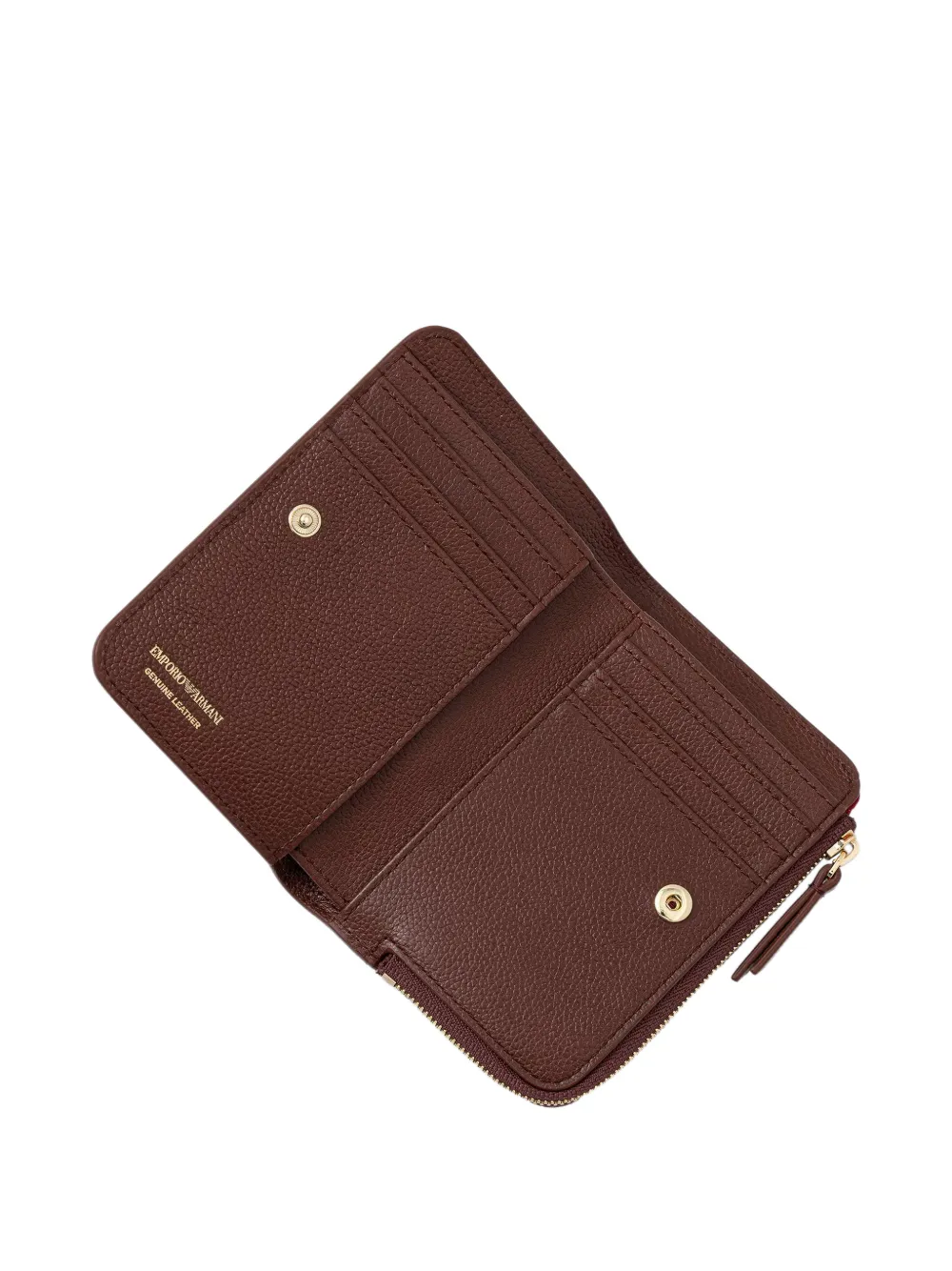 Emporio Armani Leren portemonnee met textuur en ritssluiting Rood