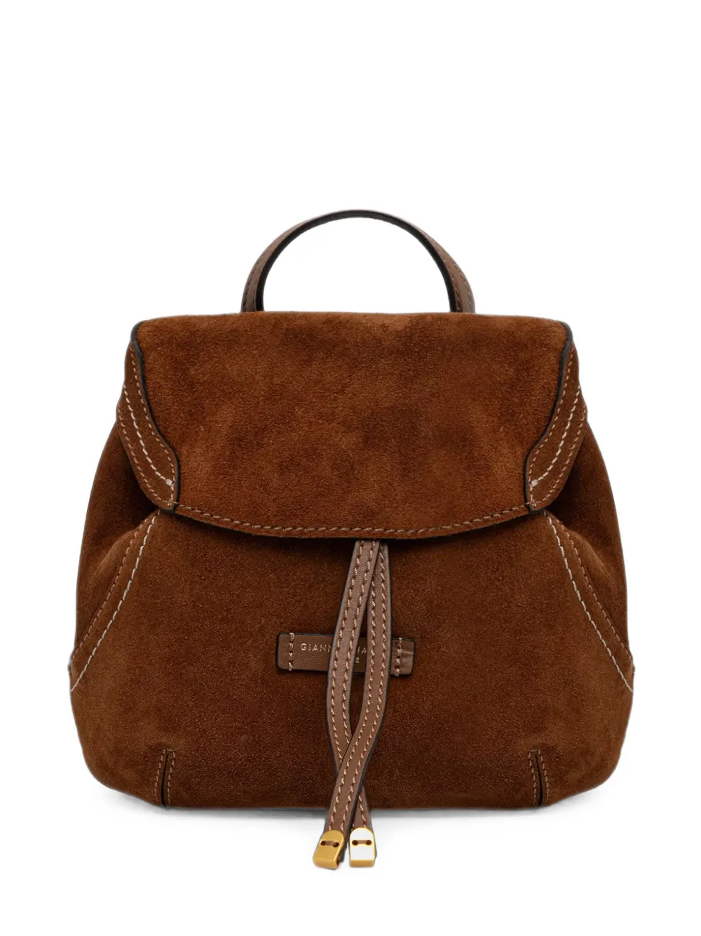 GIANNI CHIARINI Violette contrast-stitch suede backpack - Braun