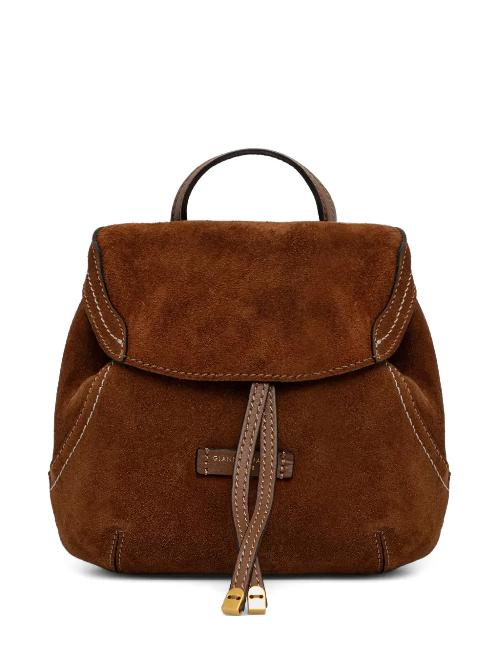 GIANNI CHIARINI Violette contrast-stitch suede backpack - Marrone