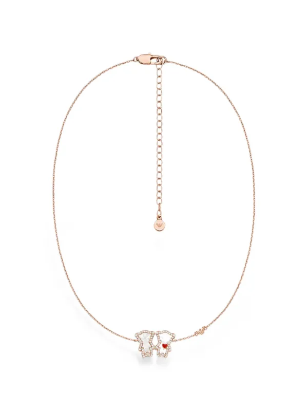 Emporio Armani Crystal-embellished Teddy Bear Necklace in Pink