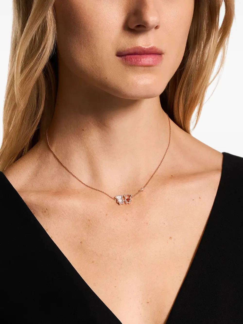 Emporio Armani Crystal-embellished Teddy Bear Necklace in Pink, view 2