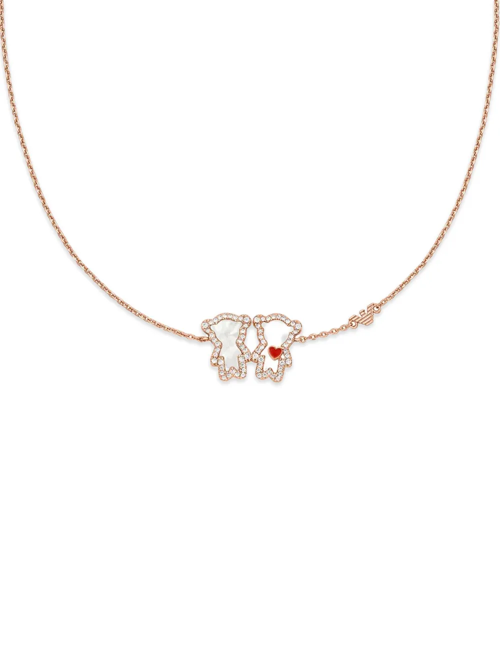 Emporio Armani Crystal-embellished Teddy Bear Necklace in Pink, view 3