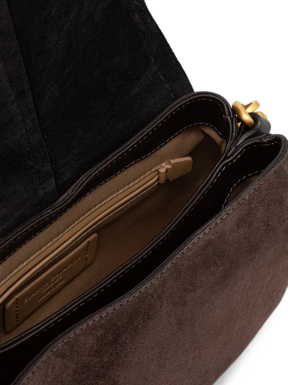 GIANNI CHIARINI Medium Helena ronde suède schoudertas met contrasterende stiksels Bruin