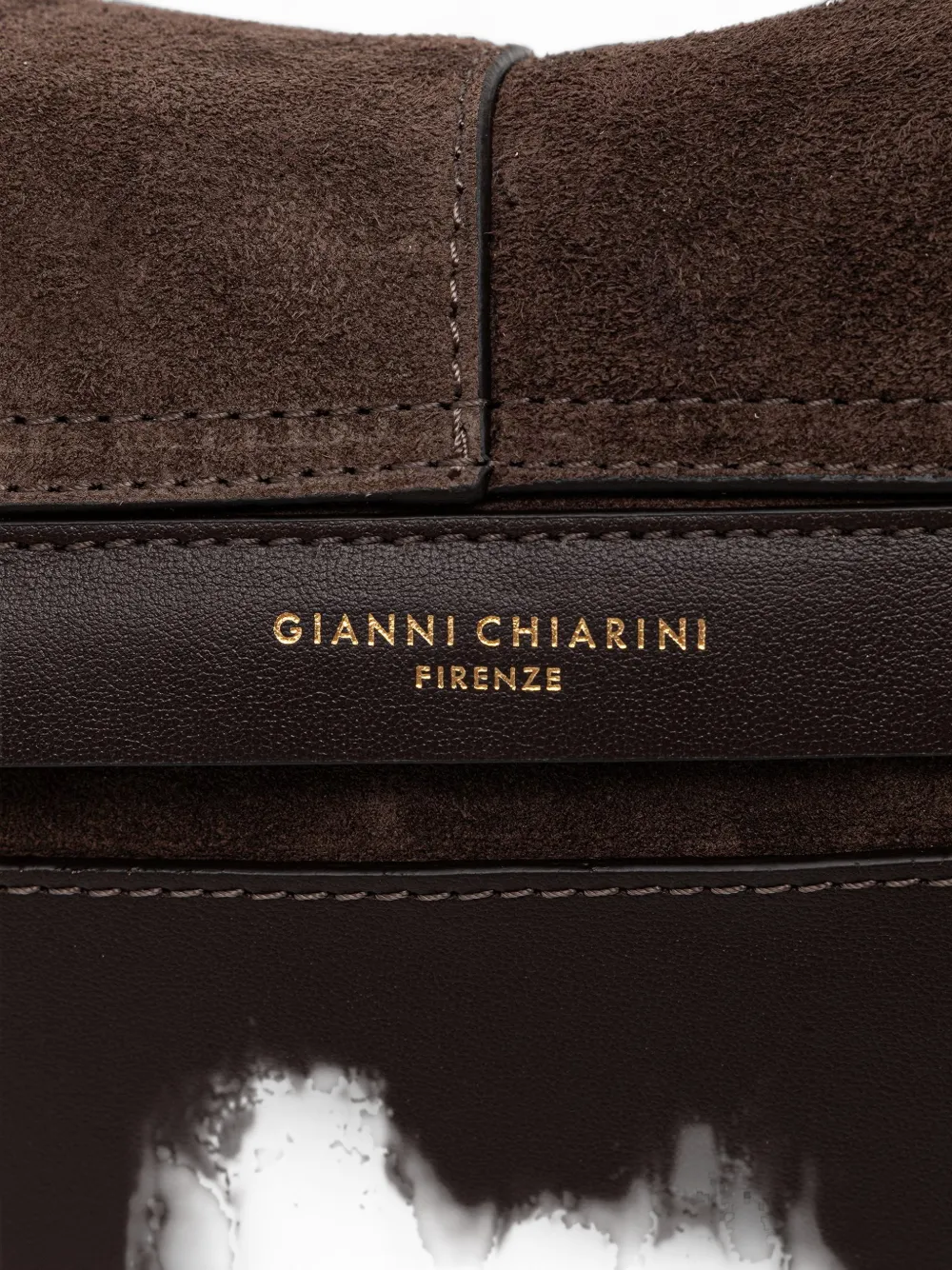 GIANNI CHIARINI Medium Helena ronde suède schoudertas met contrasterende stiksels Bruin