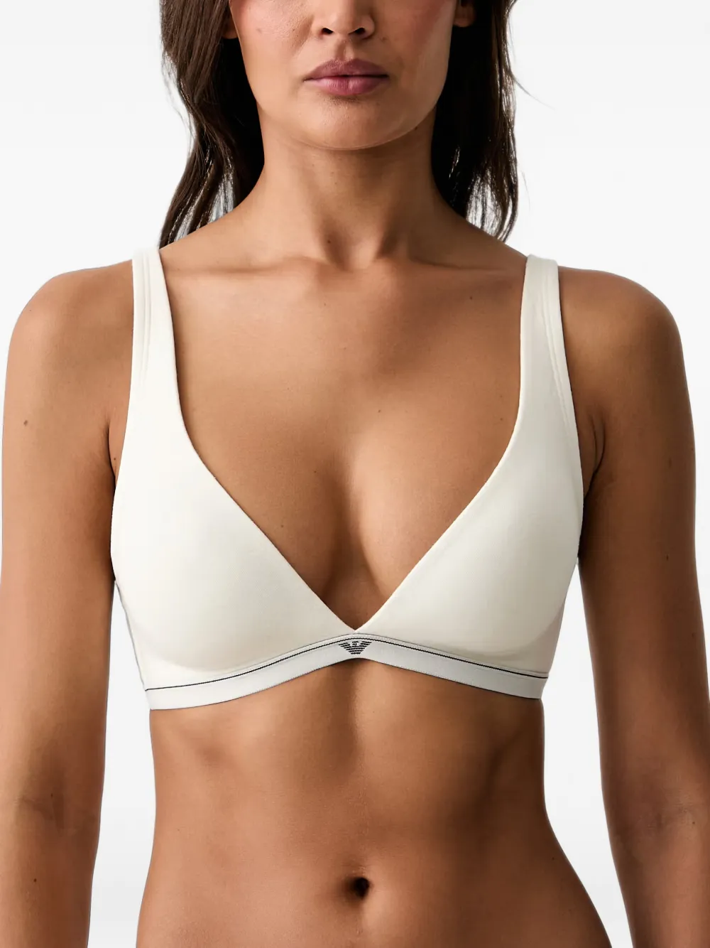 Emporio Armani logo-underband triangle bra - Bianco