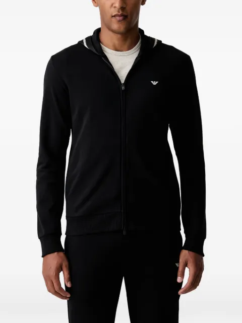 Emporio Armani hoodie zippé à logo brodé
